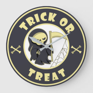 Trick or treat Grim Reaper starbucks logo coffee T Large Clock