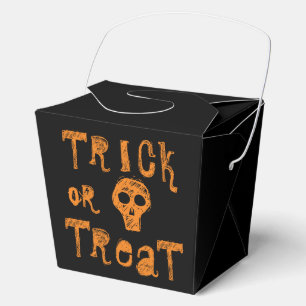 Trick or Treat Grunge Orange Skull Halloween Favor Box