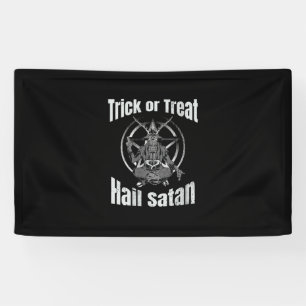 Trick or Treat Hail Satan Pentagram Goat Banner