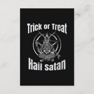 Trick or Treat Hail Satan Pentagram Goat Enclosure Card