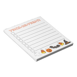 Trick-or-Treat Halloween Bat Pumpkin Ghost Witch Notepad