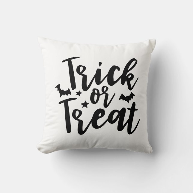 Trick or Treat Halloween Bats Throw Pillow (Front)