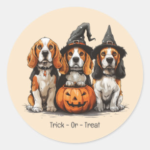 Trick Or Treat Halloween Beagle Dogs Classic Round Sticker