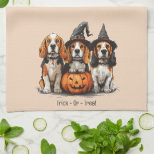 Trick Or Treat Halloween Beagle Dogs Kitchen Towel