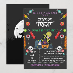 Trick or Treat, Halloween Birthday Invitation