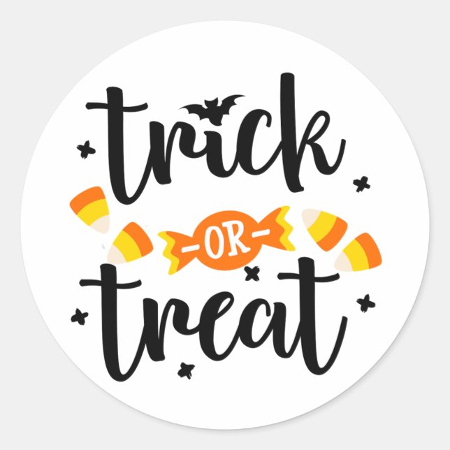 Trick or Treat Halloween Candy Typography  Classic Round Sticker (Front)