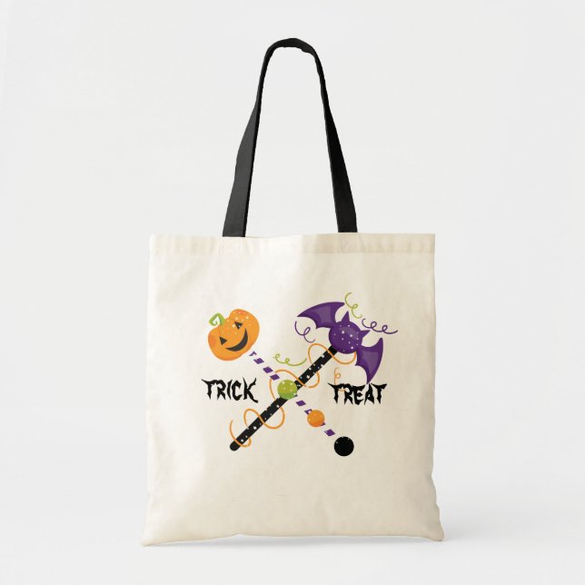 Trick or Treat Halloween Cartoon Witch Wands Tote Bag (Front)