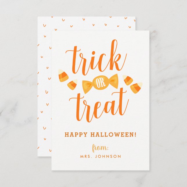 Trick or Treat Halloween Classroom Cards (Front/Back)