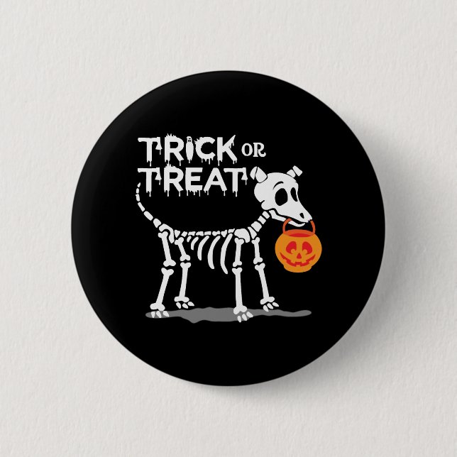 Trick Or Treat Halloween Dog 2 Inch Round Button (Front)