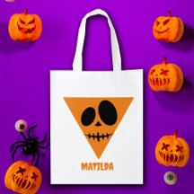 Trick or Treat Halloween Face Personalize Name Bag