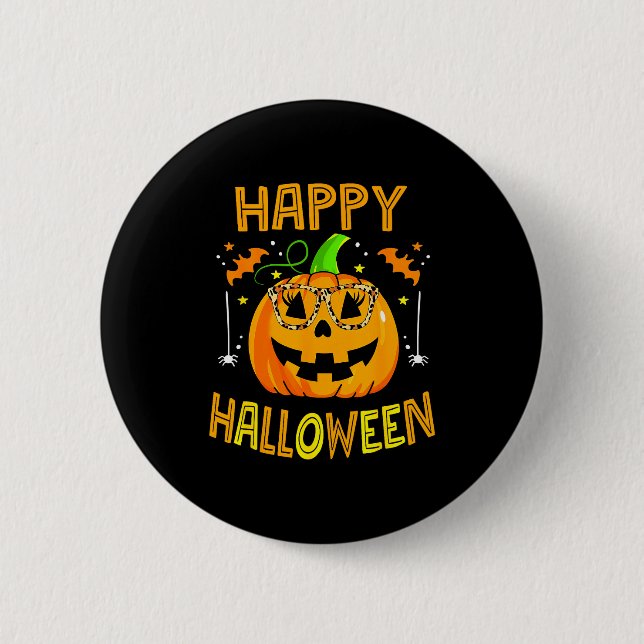 Trick Or Treat Halloween Funny Pumpkin Happy Hallo 2 Inch Round Button (Front)