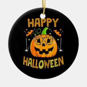 Trick Or Treat Halloween Funny Pumpkin Happy Hallo Ceramic Ornament