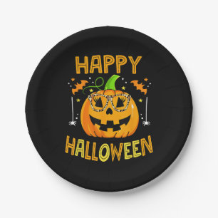 Trick Or Treat Halloween Funny Pumpkin Happy Hallo Paper Plate