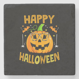 Trick Or Treat Halloween Funny Pumpkin Happy Hallo Stone Coaster