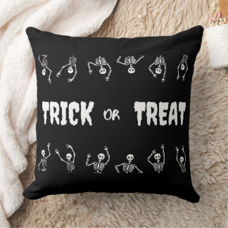 Trick or Treat Halloween Funny Skulls Throw Pillow