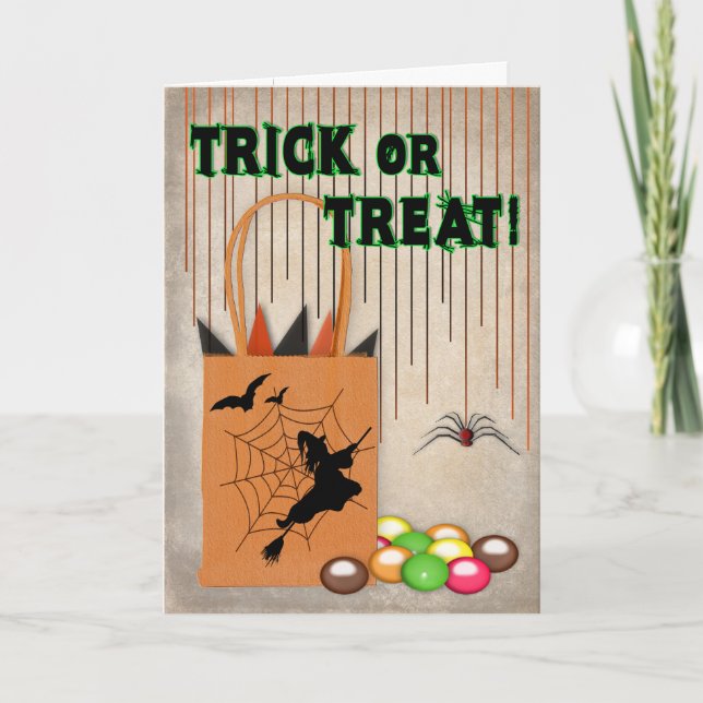 TRICK OR TREAT Halloween Greeting Card (Front)