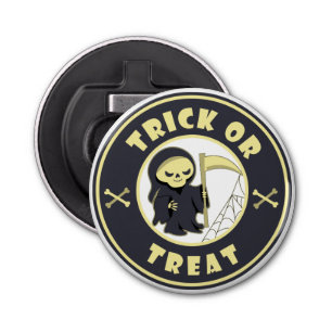 Trick or treat Halloween grim reaper character Bottle Opener