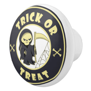 Trick or treat Halloween grim reaper character Ceramic Knob