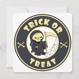 Trick or treat Halloween grim reaper character Holiday Card