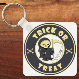 Trick or treat Halloween grim reaper character Keychain
