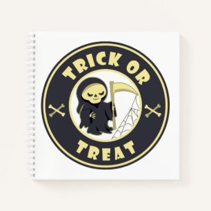 Trick or treat Halloween grim reaper character Notebook