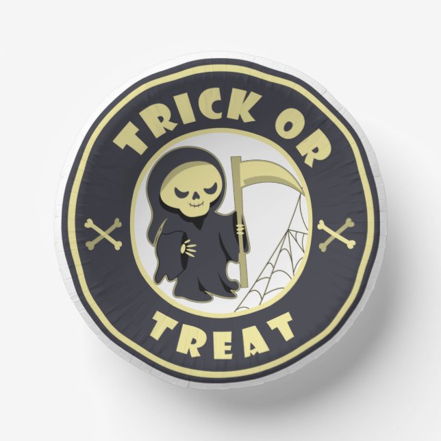 Trick or treat Halloween grim reaper character Paper Plate (Front)