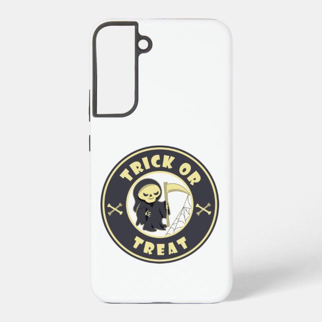 Trick or treat Halloween grim reaper character Samsung Galaxy S22+ Case (Back)