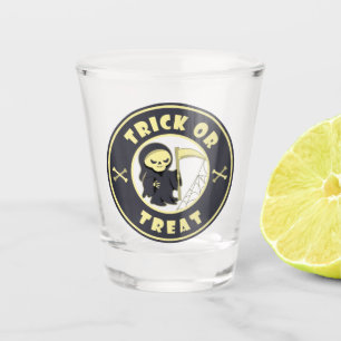 Trick or treat Halloween grim reaper character Shot Glass