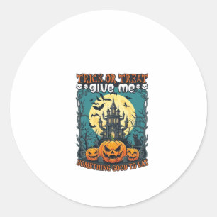 Trick Or Treat Halloween Haunted House Pumpkins Mo Classic Round Sticker