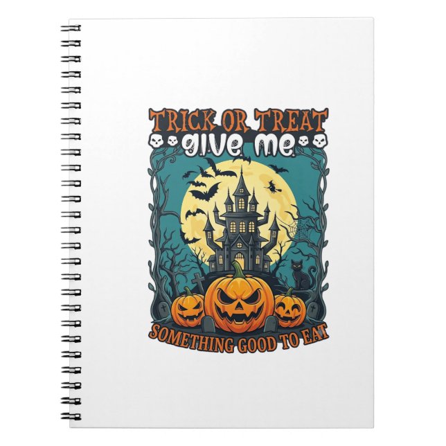Trick Or Treat Halloween Haunted House Pumpkins Mo Notebook (Front)