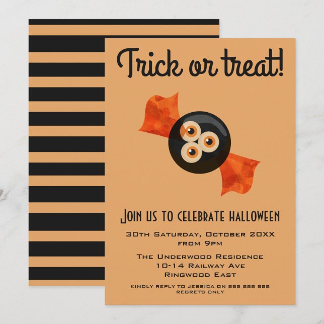TRICK OR TREAT HALLOWEEN INVITATION (Front/Back)