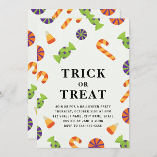 Trick or Treat Halloween Invitation with Candies
