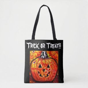 Trick or Treat Halloween Jack-O-Lantern Whimsical  Tote Bag