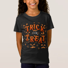 Trick Or Treat Halloween Kids Tshirt Girls