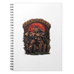 Trick Or Treat Halloween Killer Skeleton Axe Red M Notebook