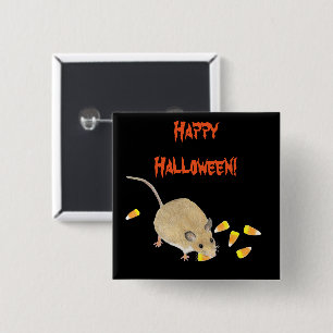 Trick or Treat Halloween Mouse with Candy Corns 2 Inch Square Button