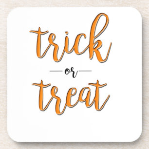 trick or treat halloween orange black simple coaster