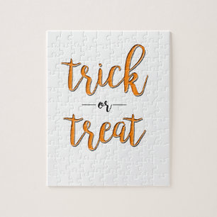 trick or treat halloween orange black simple jigsaw puzzle