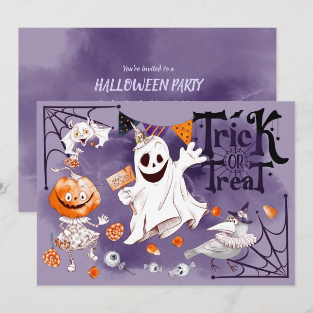 Trick or Treat! Halloween Party  Invitation (Front/Back)