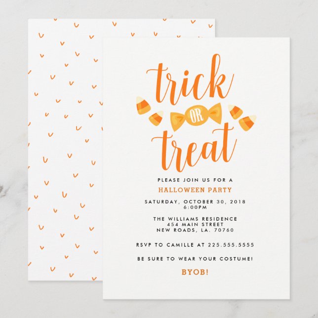 Trick or Treat Halloween Party Invitations (Front/Back)