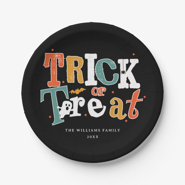 Trick Or Treat Halloween Party Paper Plate (Front)