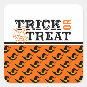 Trick or Treat Halloween Pattern Social Distancing Square Sticker