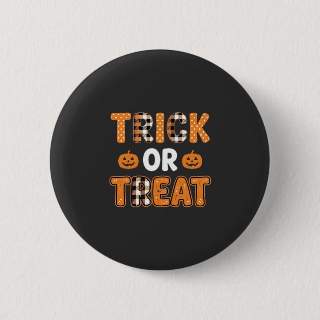 Trick or Treat Halloween Pumpkin Vector Design_1 2 Inch Round Button (Front)
