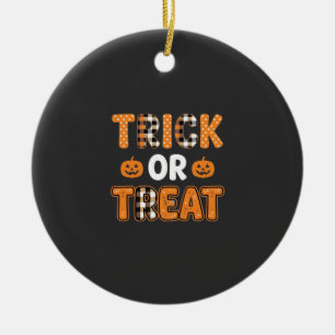 Trick or Treat Halloween Pumpkin Vector Design_1 Ceramic Ornament