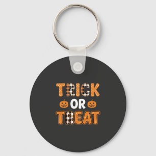 Trick or Treat Halloween Pumpkin Vector Design_1 Keychain