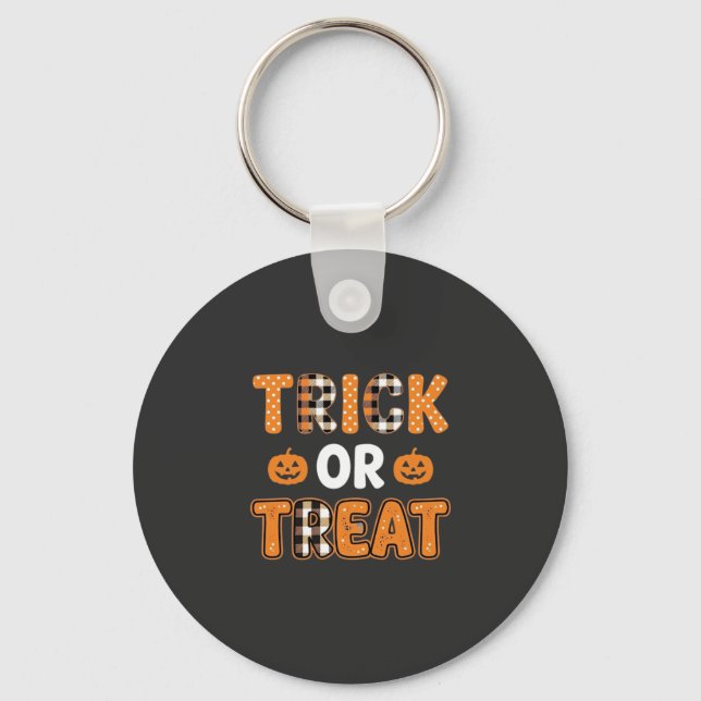 Trick or Treat Halloween Pumpkin Vector Design_1 Keychain (Front)