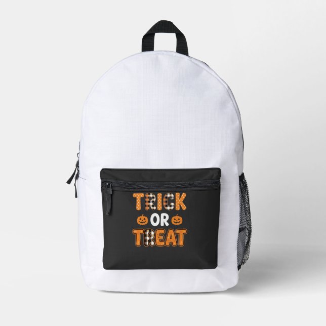 Trick or Treat Halloween Pumpkin Vector Design_1 Printed Backpack (Front)