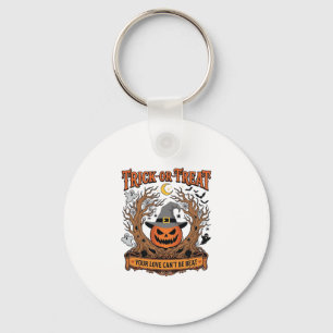 Trick Or Treat Halloween Pumpkin Witch Hat Spooky  Keychain