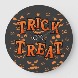 Trick or Treat Halloween Round Wall Clocks
