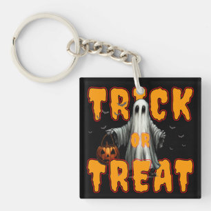 trick or treat halloween scary ghost pumpkin keychain